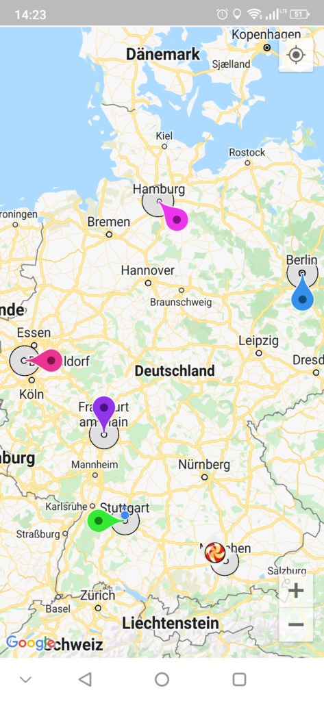 Maps widget of the demo app on GitHub