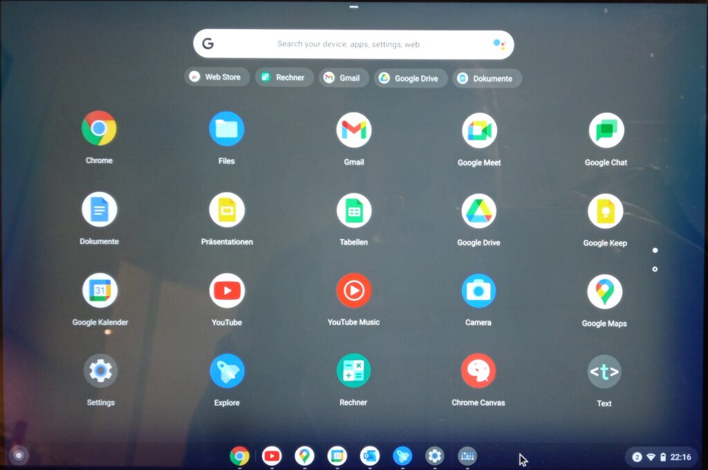 App drawer of ChromeOS Flex