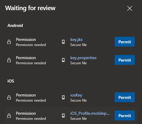 Dialog for missing permissions before a pipeline can run in Azure DevOps