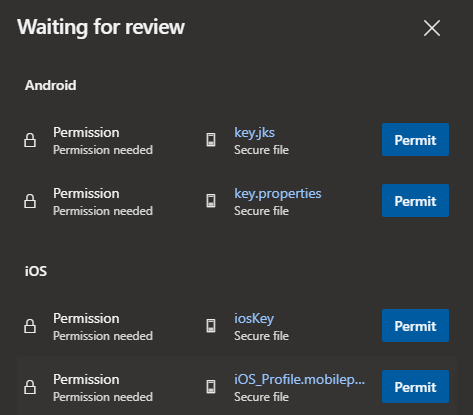 Dialog for missing permissions before a pipeline can run in Azure DevOps