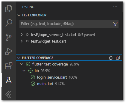 Test coverage per file with Flutter Coverage in VS Code