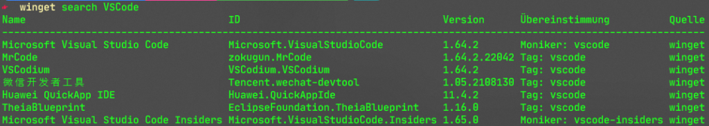 Look for VSCode in the winget repository