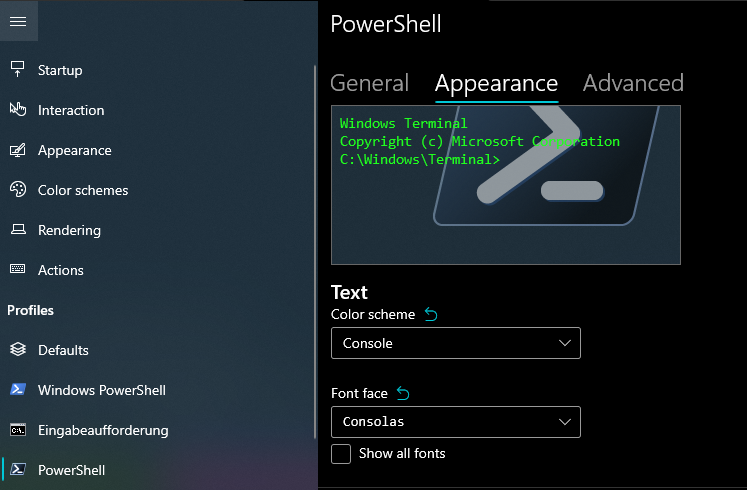 Setting a custom font in Windows Terminal