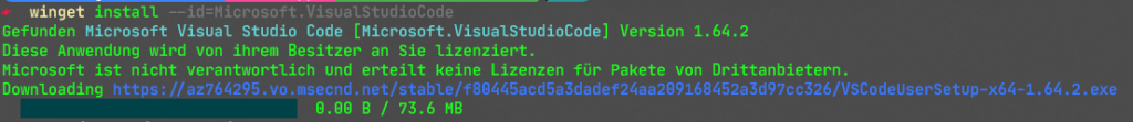 Start installation of VSCode