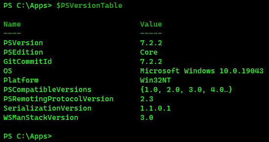 Version check in PowerShell