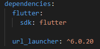 Package url_launcher in pubspec.yaml