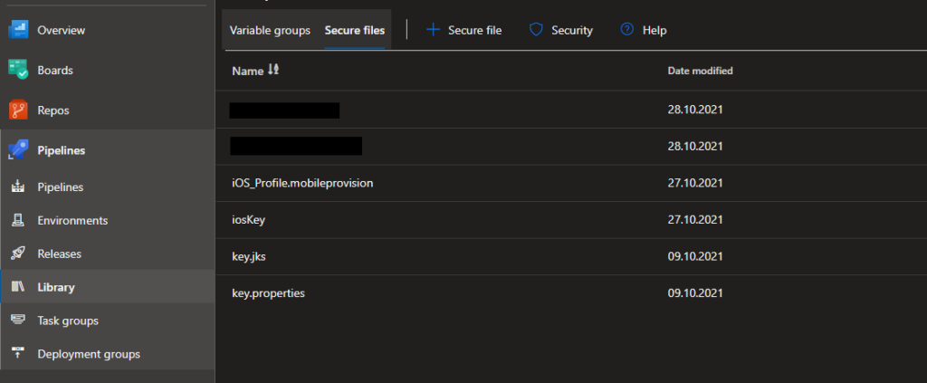 Secure file storage in Azure DevOps