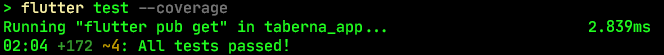 Output of Flutter test command