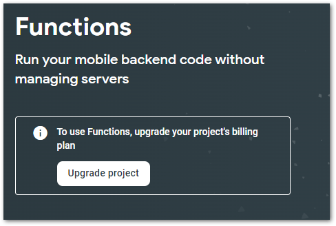 Upgrade notification when using Cloud Functions for the first time