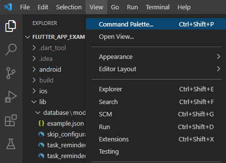 Open command palette in VSCode