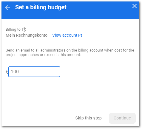 Billing alert setup screenshot by author