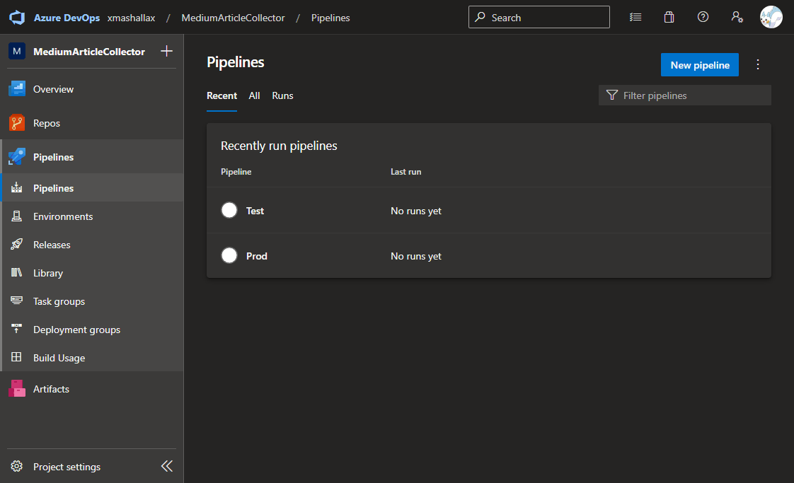 Demo video of how to create a pipeline from an existing YAML file in Azure DevOps by author