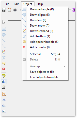 Some of the image editing options of Greenshot to manipulate captured images