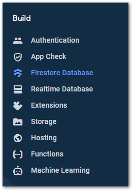 Screenshot of Firestore Database menu entry by author