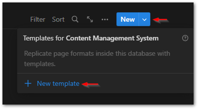 Create a new template in Notion