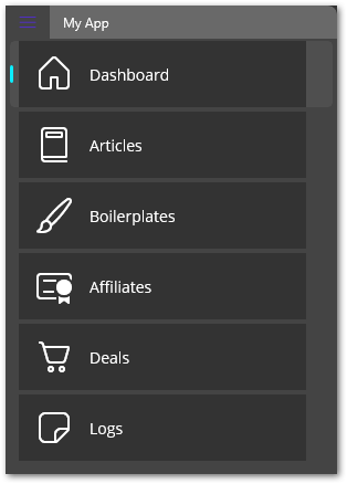 FlyoutMenu of a .NET MAUI app with a custom ItemTemplate running on Windows