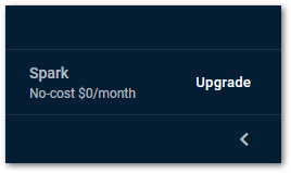 Firebase plan upgrade step 1: Click on the Upgrade button in the bottom left corner of the Firebase menu