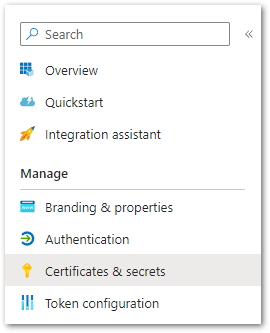 Open the Certificates & secrets menu to create client secret