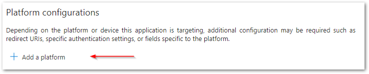 Click the button to add a platform configuration